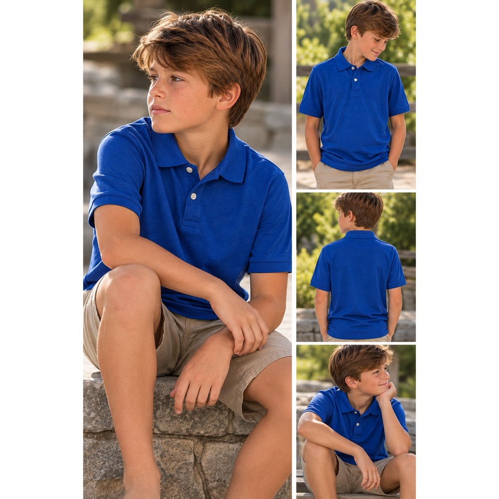 The Place Royal Blue Classic Polo Shirt Casual Cotton Basic Short Sleeve Boys